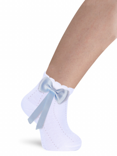 Calcetines ceremonia con lazo de falla largo Azul Bebe Babyblue