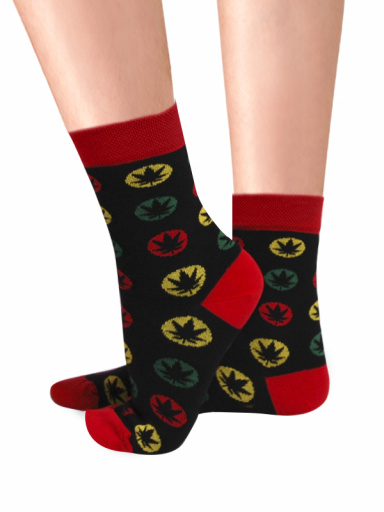 Calcetines Estampados-Divertidos Marihuana Negro Black