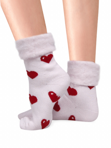 Calcetines Suaves Cardados Corazones Rosa Pink