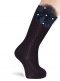 Calcetines Altos Calados con flor de tul y perlas Marino Navyblue